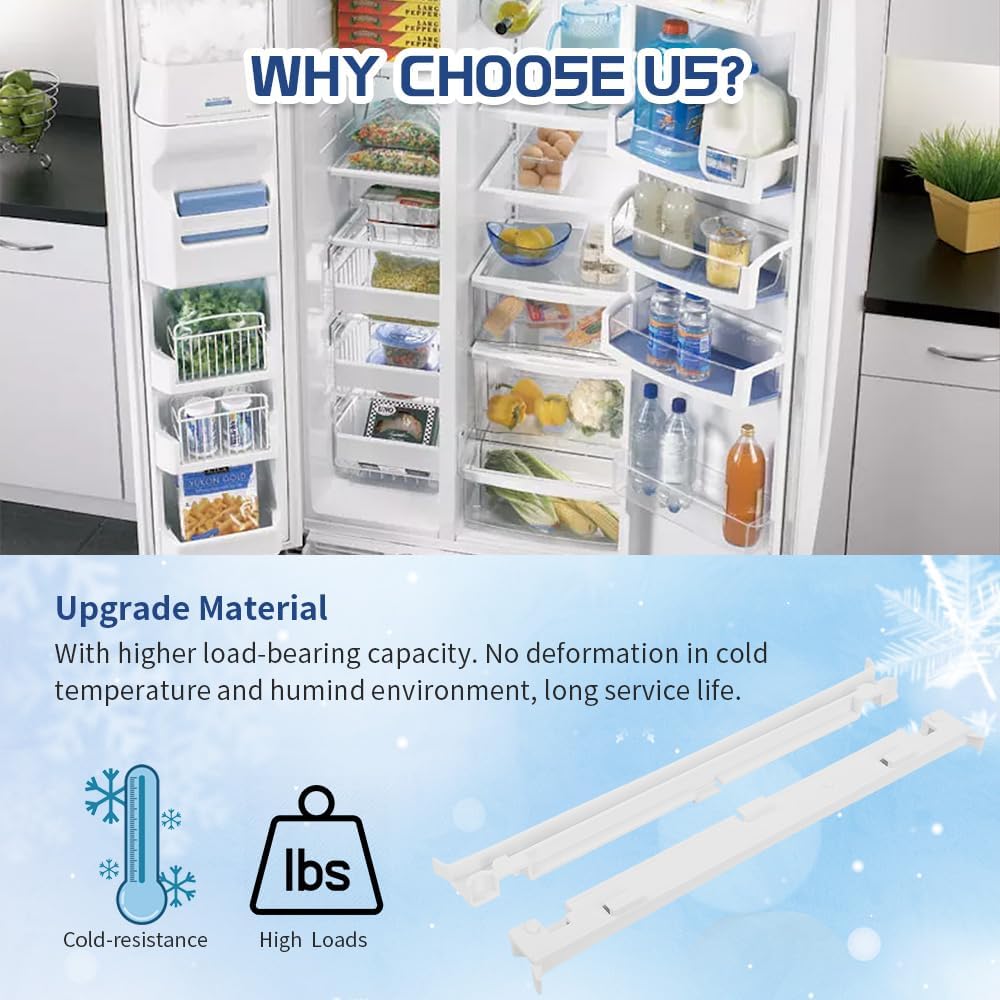 Upgraded WP2223320 Refrigerator Drawer Slide Rail fit for Whirlpool Kenmore