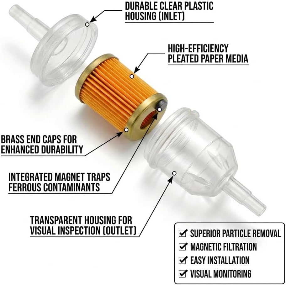 10 Pack 1/4 Inch Inline Fuel Filter Universal Gasoline Filters 1/4" & 5/16"