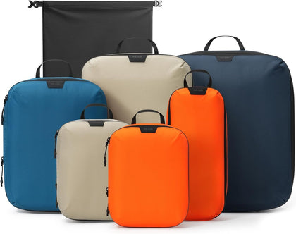 Compression Packing Cubes Ultralight 7PCS Luggage Travel Organizer Bags Set | Fit 24" Checked Luggage | Color-Coded