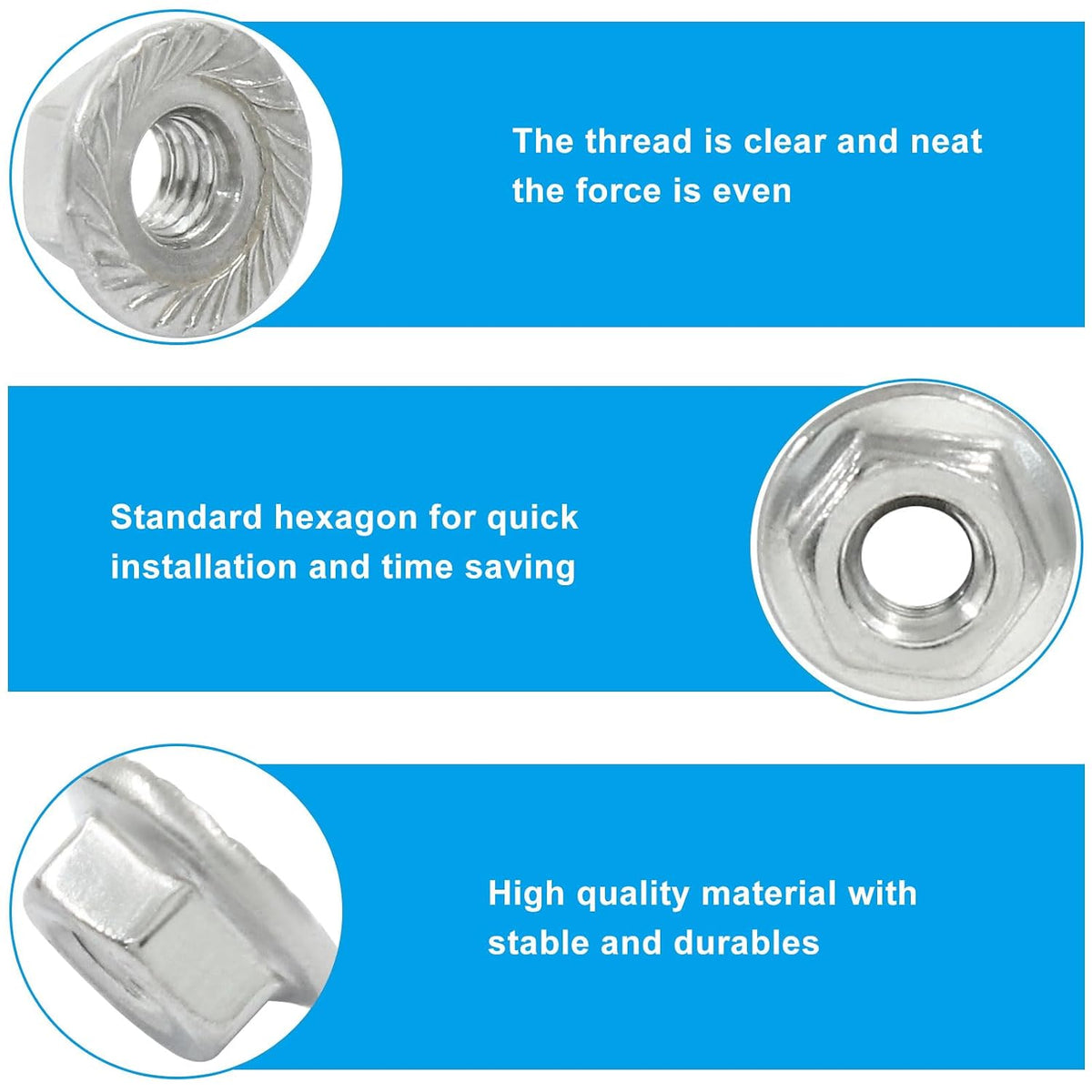 M3/0.5mm Serrated Flange Hex Nuts, 50Pcs