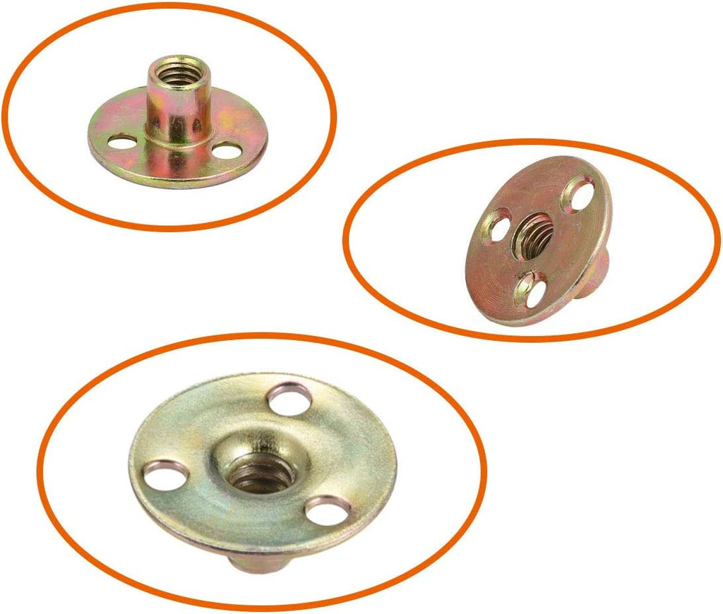 Socell 5/16"-18 T Nuts Brad Hole Carbon Steel Round Base Screw-in T-Nuts Furniture Hardware Flange Insert Female Thread T-Nut 5/16"-18（12pcs）
