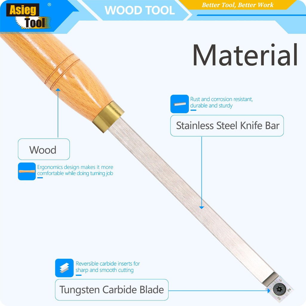 Wood Turning Tools Rougher Carbide Tipped Lathe Chisel Tool Bar 19.68 Inches With 14mm Straigt Edge Square Carbide