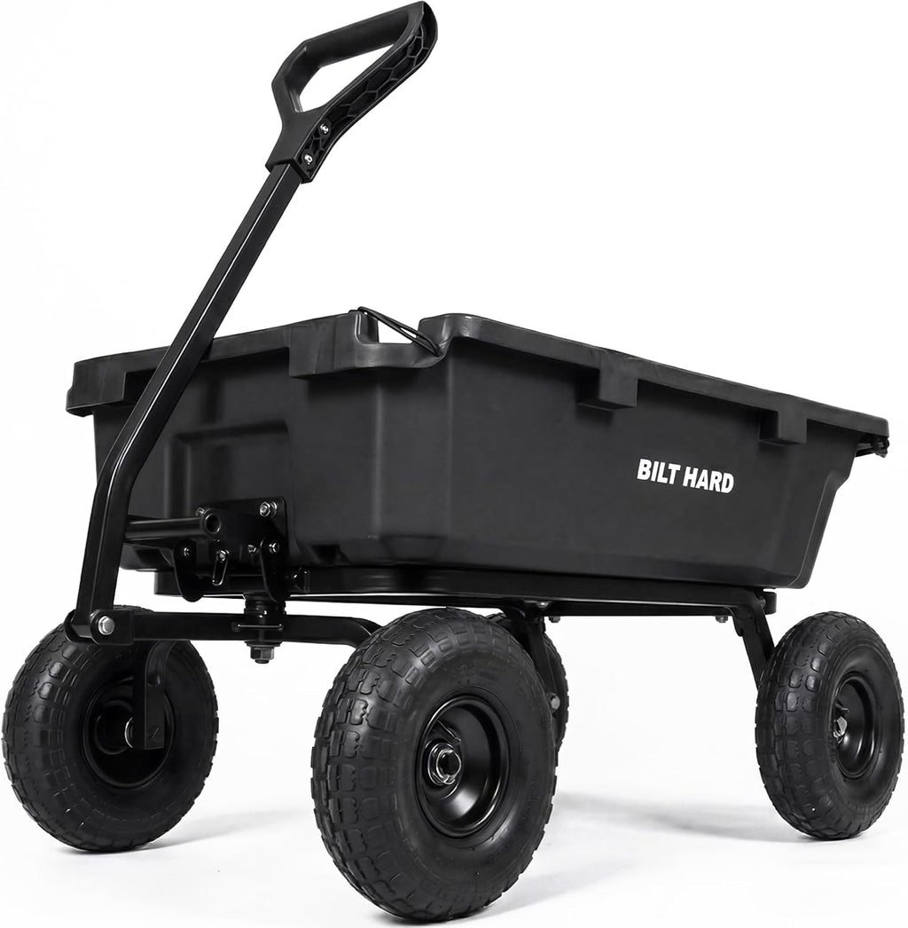 900 lbs Poly Garden Dump Cart, 5 Cu.Ft Wheelbarrow Cart with 10" All Terrain Wheels & Quick-Release System, Heavy
