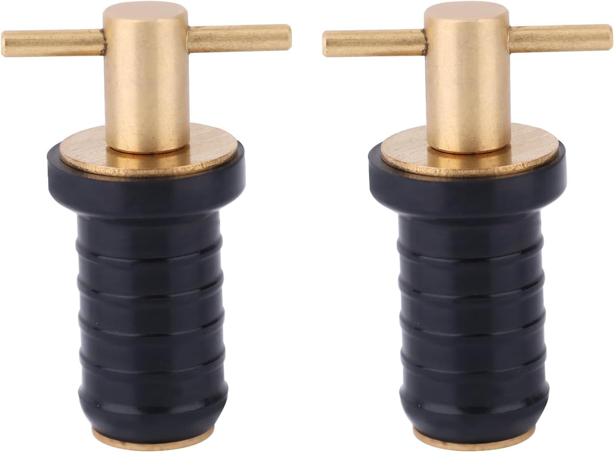 2pcs T-Handle Boat Plug Brass Marine Drain Plugs