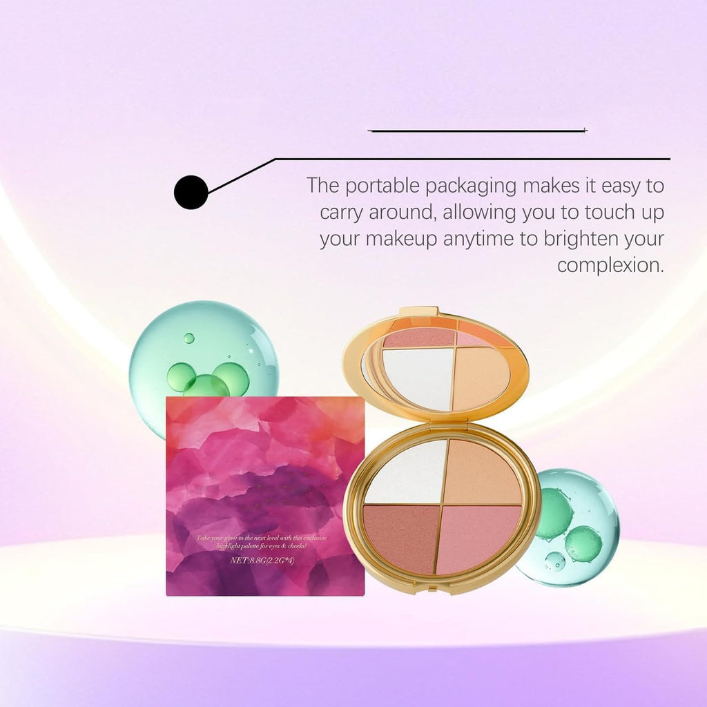 Eye & Cheek Palette - Eyeshadow and Highlighter Makeup, Makeup Palettes Contour Kit, Shimmer Glow Face Highlighter