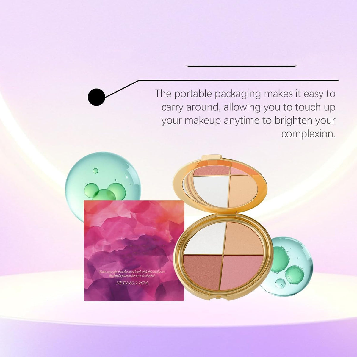 Eye & Cheek Palette - Eyeshadow and Highlighter Makeup, Makeup Palettes Contour Kit, Shimmer Glow Face Highlighter