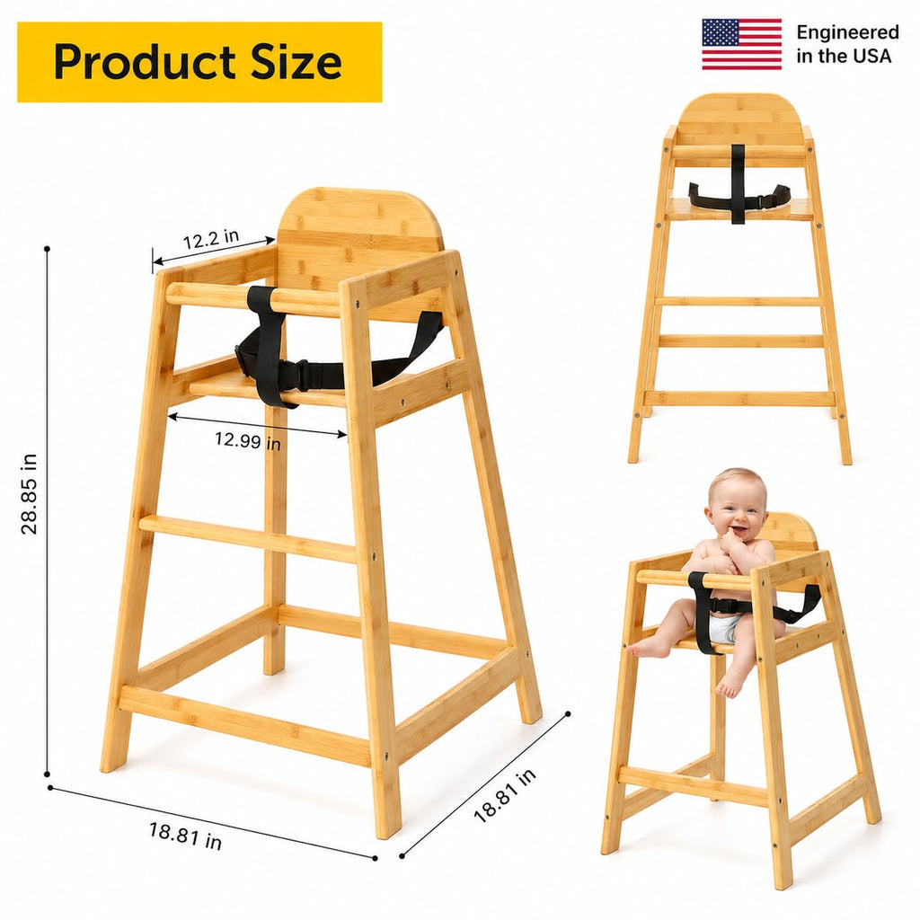 2026 Bamboo High Chair for Baby and Toddler Restaurant, Style Stackable