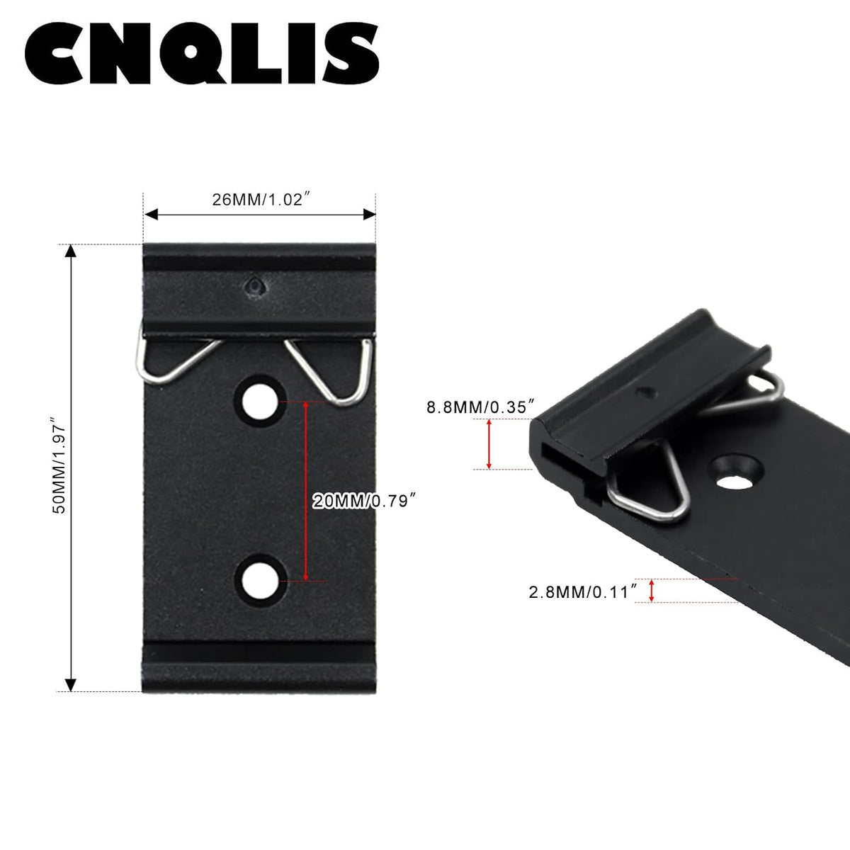 CNQLIS 10PCS DIN Rail Mounting Clip, 1.02" Aluminum for 35mm Rail