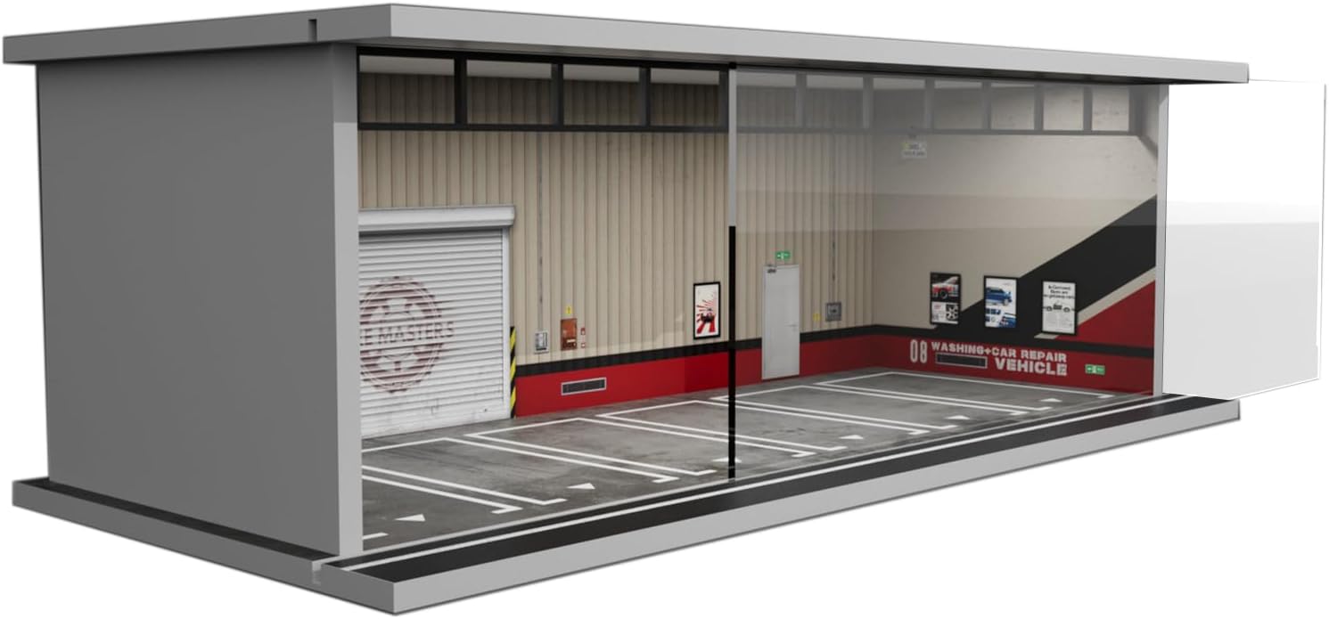 1/64 Diorama Display Case with LED Lights for 1/64 Scale Model Car | Compatible with Hot Wheels Matchbox Mini GT