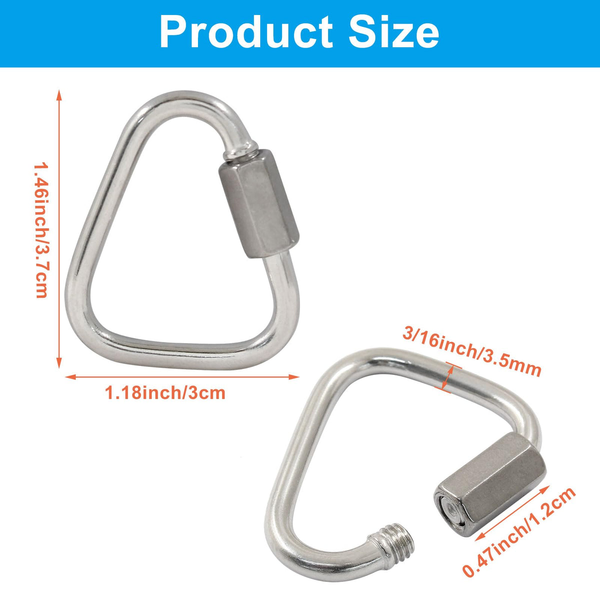 Cionyce M3.5 Delta Quick Links Triangle 1/8 Inch, 6 Pcs