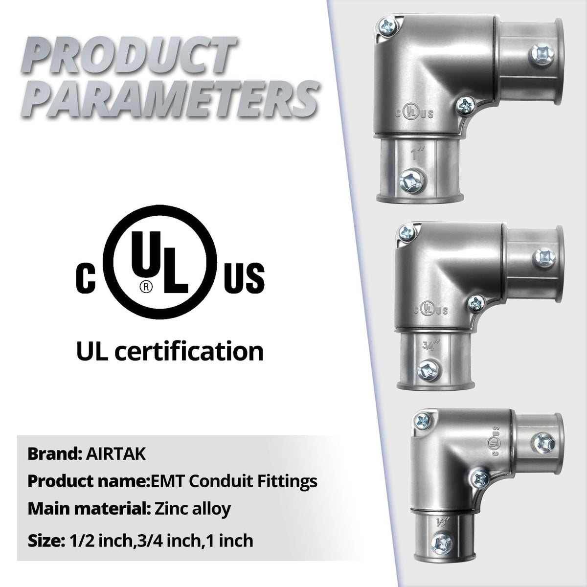 AIRTAK 1" 90 Degree Inside Corner Pull-Elbow, EMT Fitting, 5 Pack