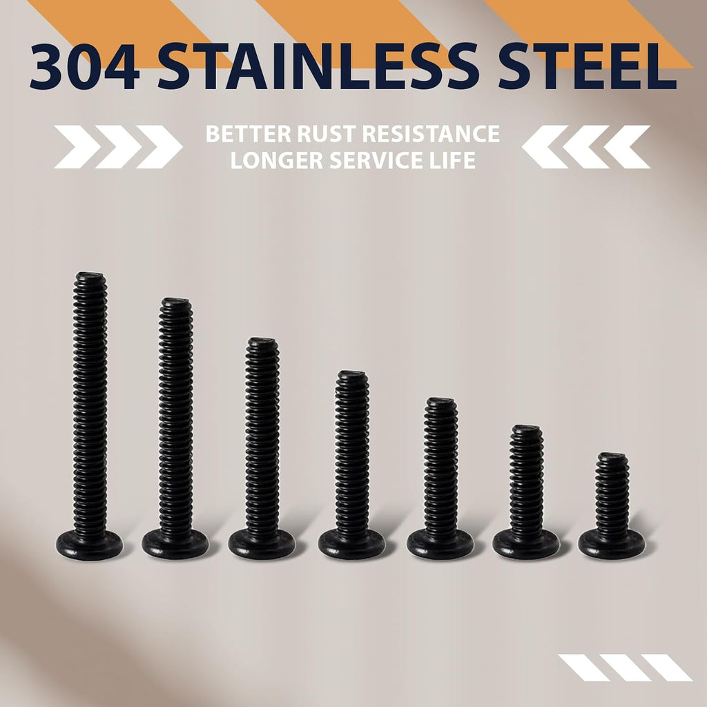 1/4-20 x 1-1/2" (20 Pack) Flat Head Hex Socket Cap Screws Bolts, Black Oxide 304 Stainless Steel 18-8, Hex Drive, Fully Machine Thread Furniture Bolts, with Hex Spanner