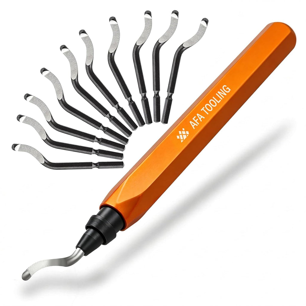 AFA Tooling Deburring Tool, 11 M2 HSS Blades, CNC Anodized Aluminum Handle