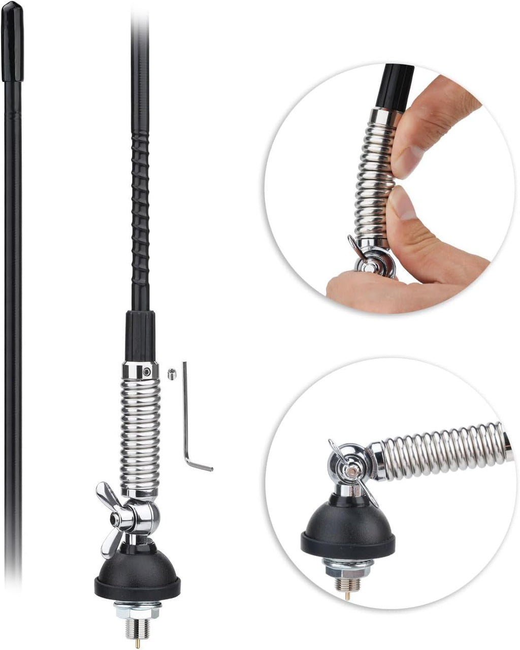 CB 27MHz Truck Fiberglass Antenna Anti-Vibration with 13.1ft PL259 Cable Compatible with Galaxy Uniden Bearcat Cobra