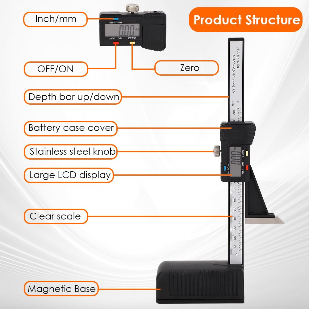 Ejoyous Height Gauge 0-150mm Digital Height Caliper Depth Measuring Tool