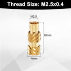 uxcell 50pcs M2.5 Threaded Inserts Brass Heat Set Insert M2.5x10mm, OD 4mm Knurled Insert Nuts, 3D Printing Brass Nuts Female Threaded Inserts Nuts