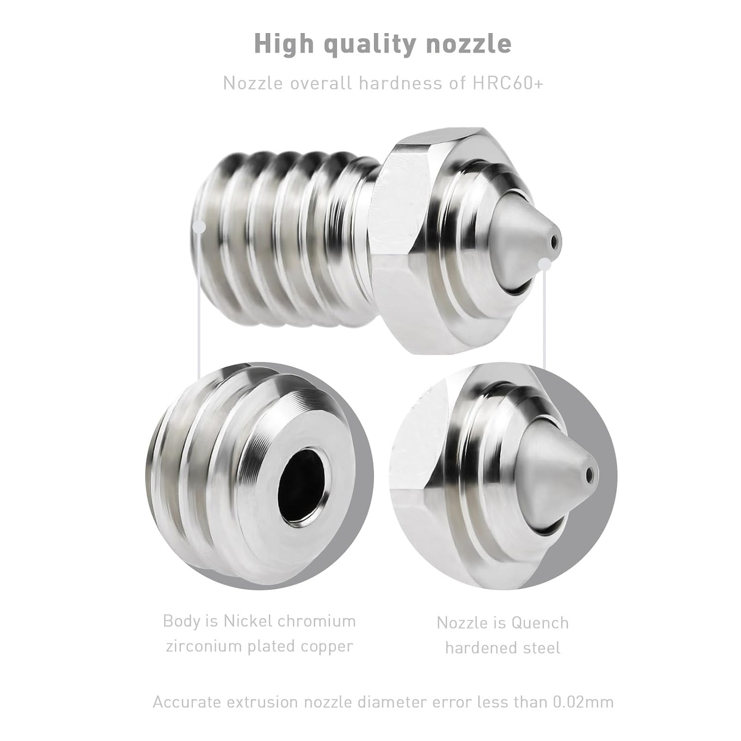 Upgrade V6 Bimetal Nozzle 0.6mm Hardened Steel Plated Copper Compatible with Voron 2.4 V0 V0.1 V6 Hotend Prusa I3 MK3