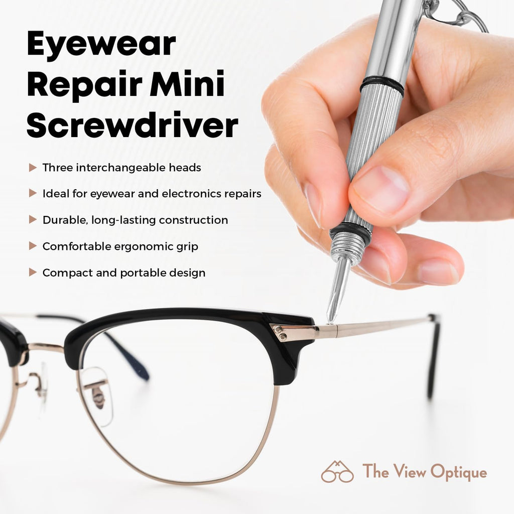 Anti-Reflective Lens Cleaner & Repair Kit – 0.4oz Glasses Cleaner Spray, Microfiber Cloth & Keychain Screwdriver in a