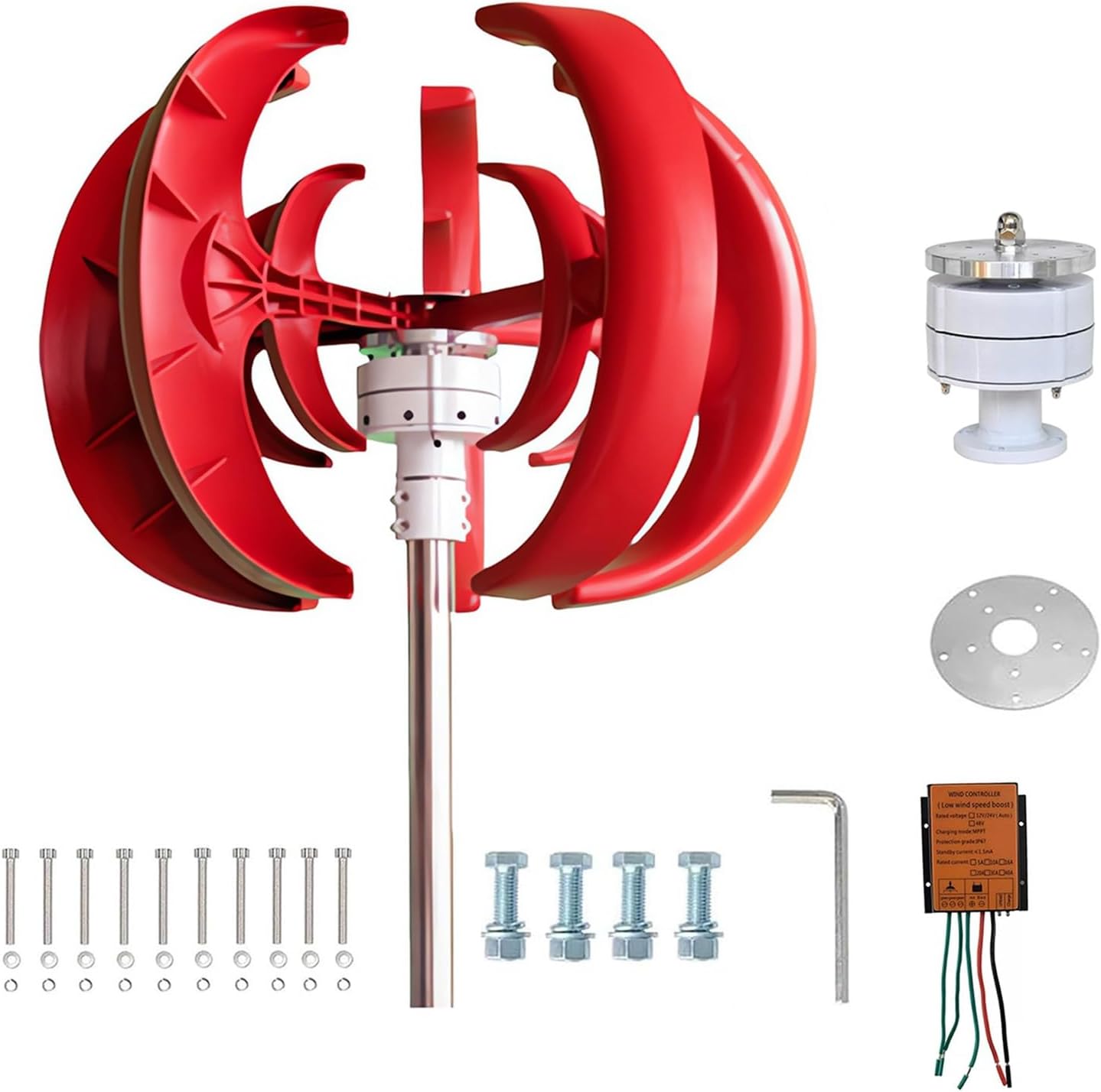 Small Vertical Wind Turbine Generator,5 Blade Design for Remote Power | Compact Vertical Wind Turbine offers Quiet