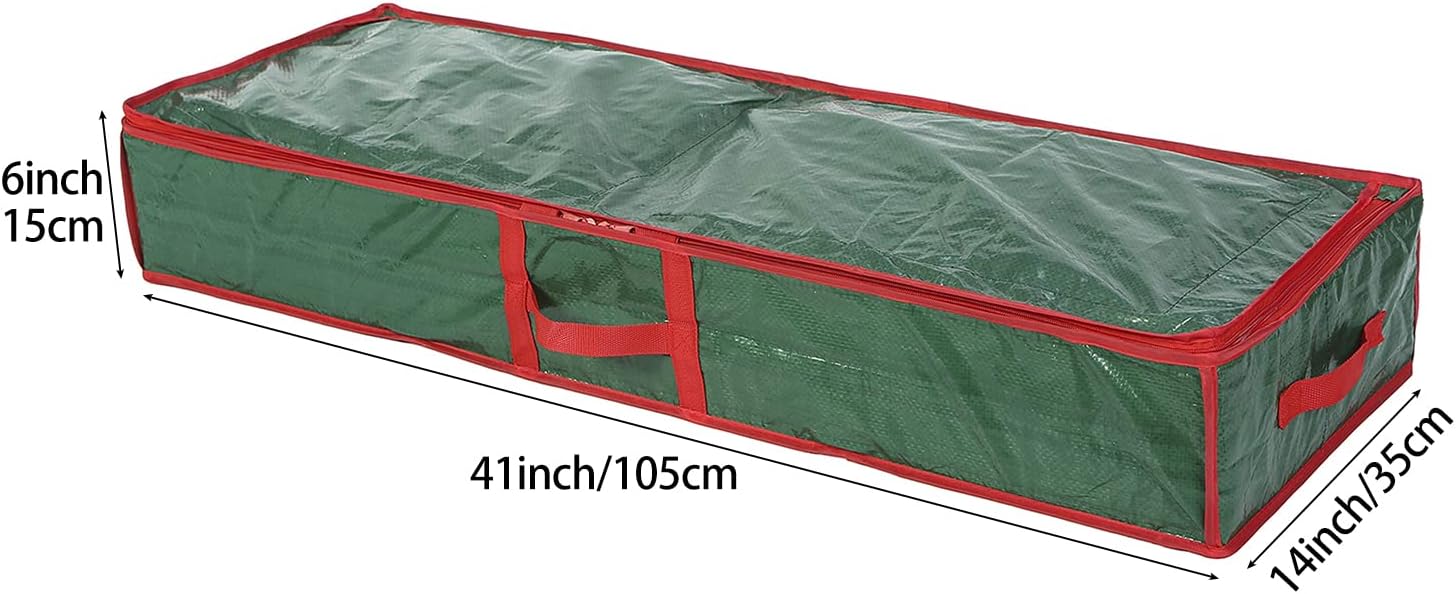 Underbed Gift Wrap Organizer,Gift Wrapping Paper Storage Container,Holds up to 20 Rolls,41"W x 14"D x 5.5"H (Green)
