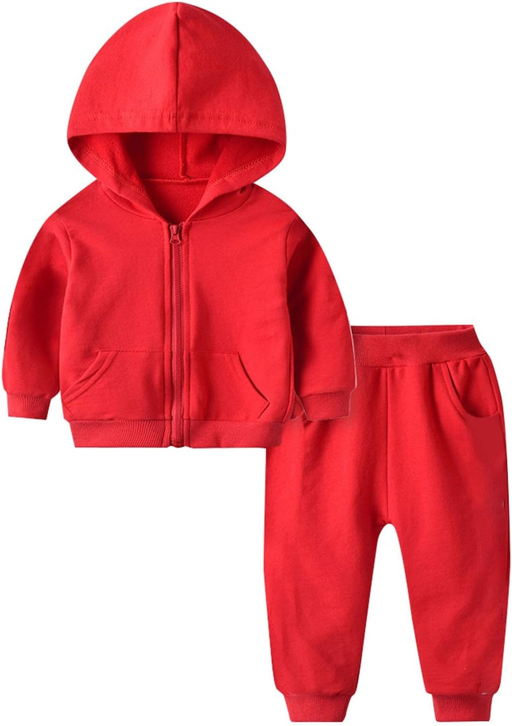 Toddler Hoodie Pants Sets 2pc Cotton Zip-Up Hooded Sweatshirts Jogger Baby Boys Sweatpants Fall Outfits with Pockets