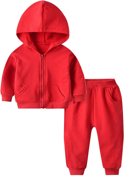Toddler Hoodie Pants Sets 2pc Cotton Zip-Up Hooded Sweatshirts Jogger Baby Boys Sweatpants Fall Outfits with Pockets