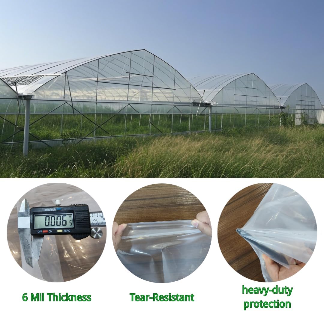 6 Mil Greenhouse Plastic Sheeting Heavy Duty Clear 6.5 x 6.5 ft
