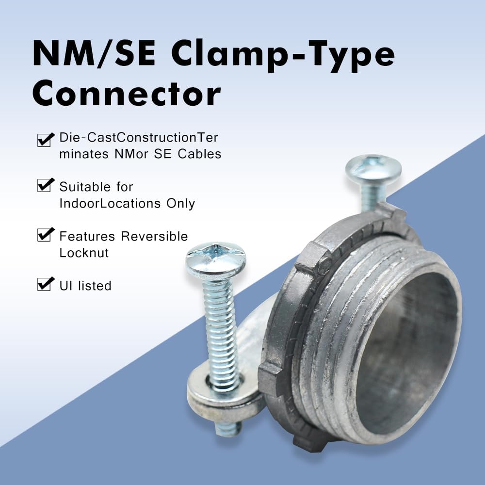 MAKERELE 4-Pack 3/8 Inch Clamp Type Cable Connectors