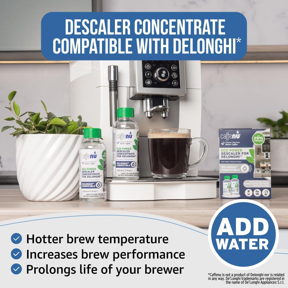 Caffenu DeLonghi Compatible Descaling Solution, 4-Use Coffee Maker Descaler