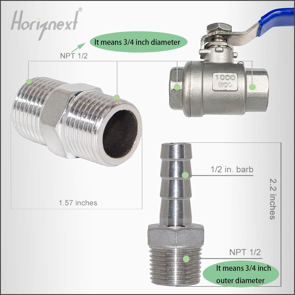 1/2 NPT Ball Valve, Weldless 304 Stainless Bulkhead for Home Brew Kettle
