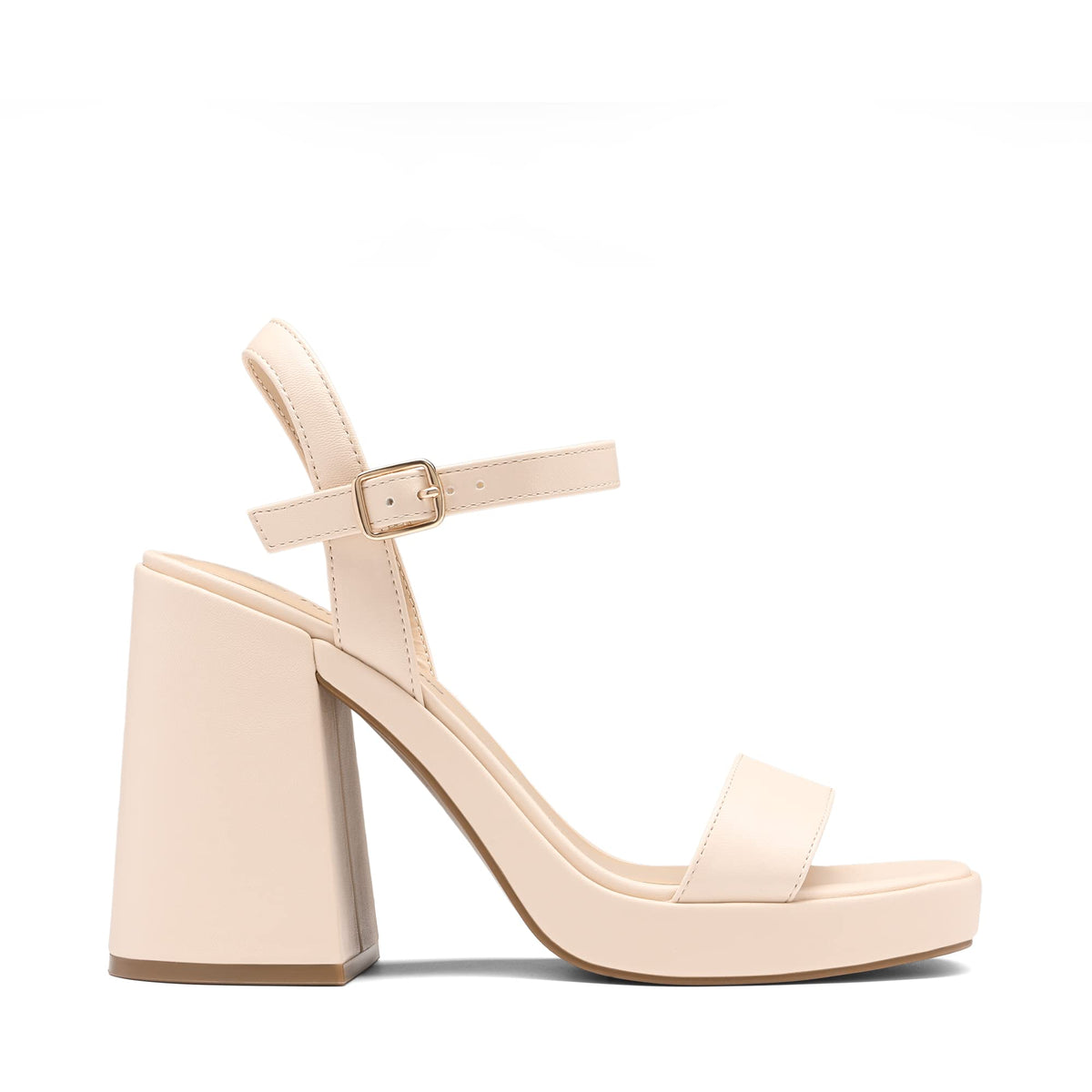 Heels for Women Block Chunky Platform Sandal,Nude,8