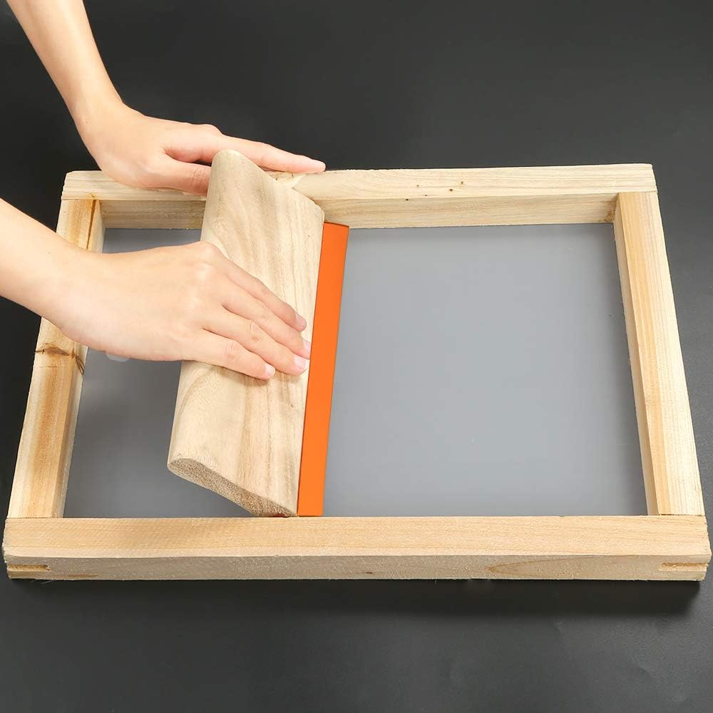 2 Sizes Wooden Screen Printing Squeegee, 75 Durometer Ink Scraper | 9.4 and 5.9 inches, 75 durometer