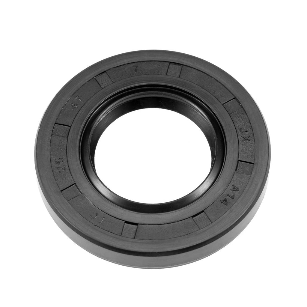 uxcell Oil Seals Rubber TC 25x47x7mm Double Lip w/Spring Black
