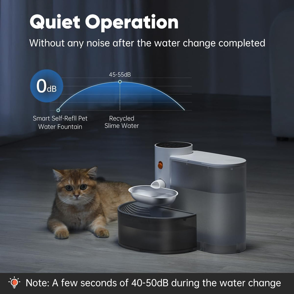 Smart Cat Water Dispenser - Stainless Steel Water Bowl, Self-Refill Cat Water Fountain Automatic Water Dispenser for