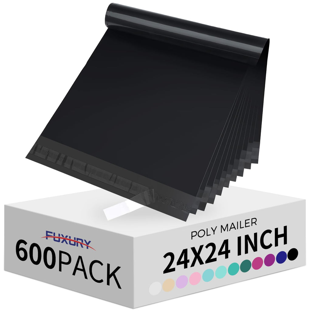 Large Poly Mailers 24x24" 600Pcs,Shipping Bags for Clothes,Black