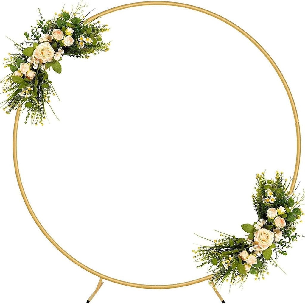 Round Backdrop Stand 6FT, Metal Balloon Arch Frame with Base for Ceremony