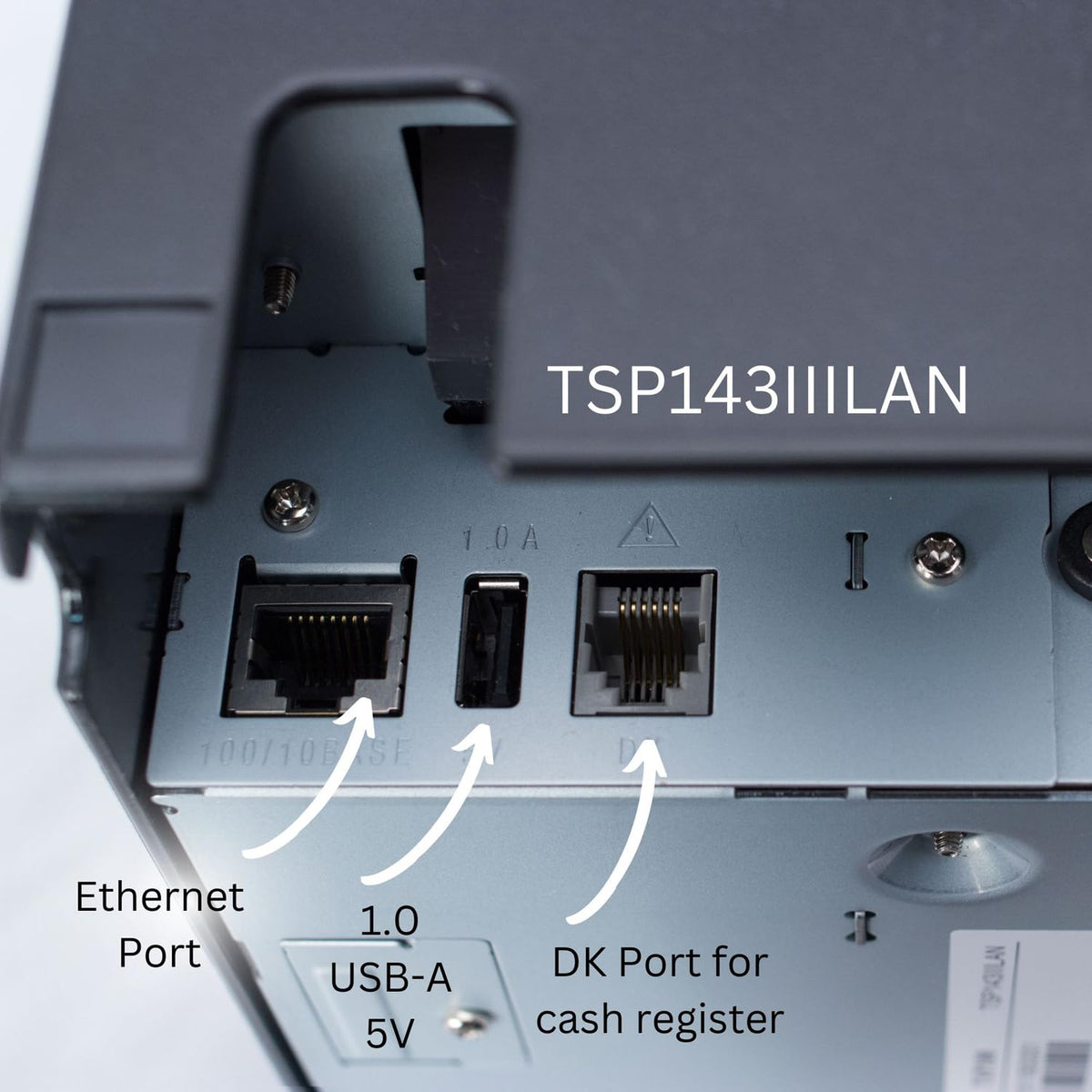 TSP143IIILAN Ethernet (LAN) Thermal Receipt Printer with Auto-Cutter and Internal Power Supply - Gray