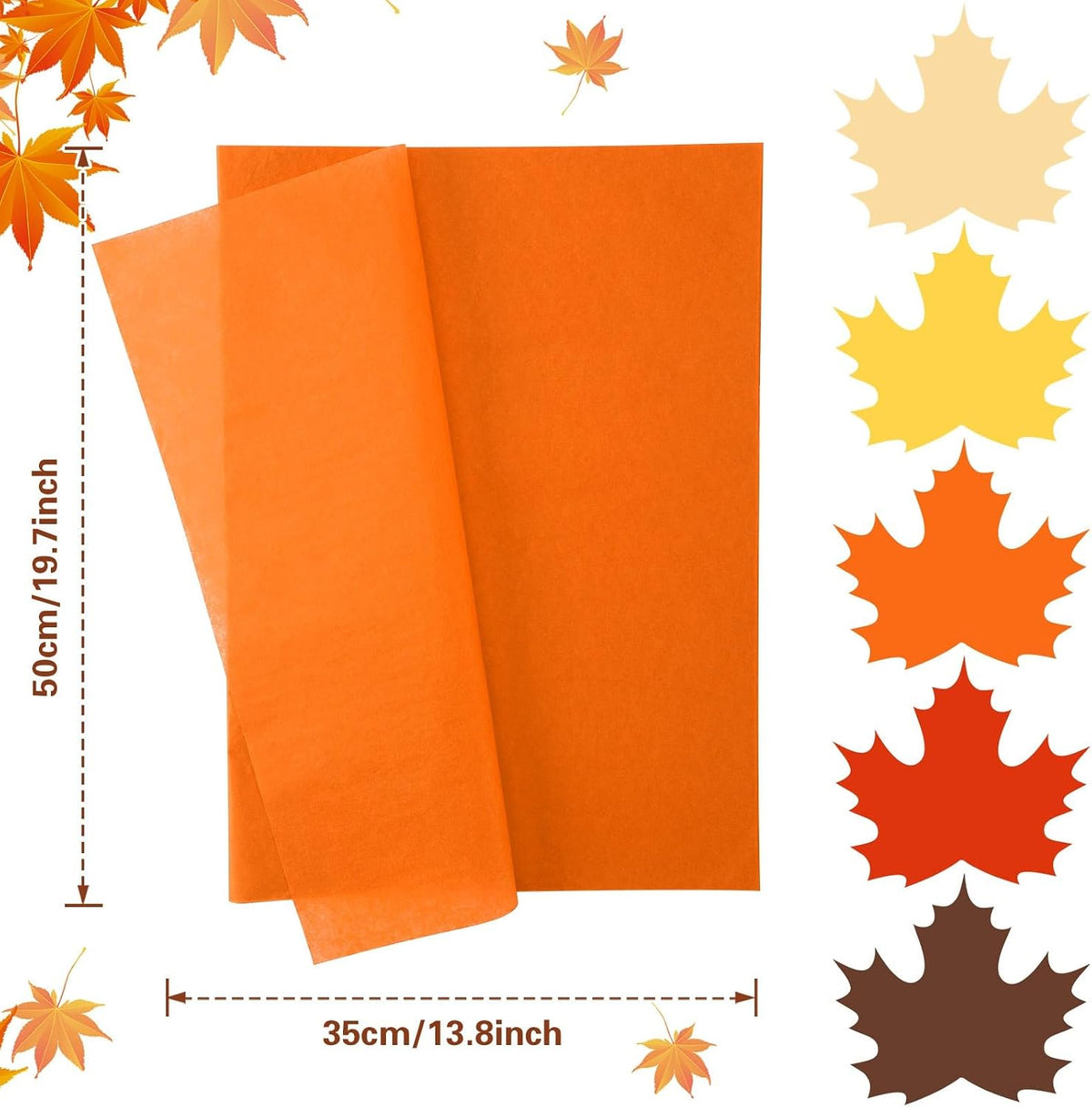 100 Sheets Fall Tissue Paper Wrapping Paper for Gift Bags 5 Colors