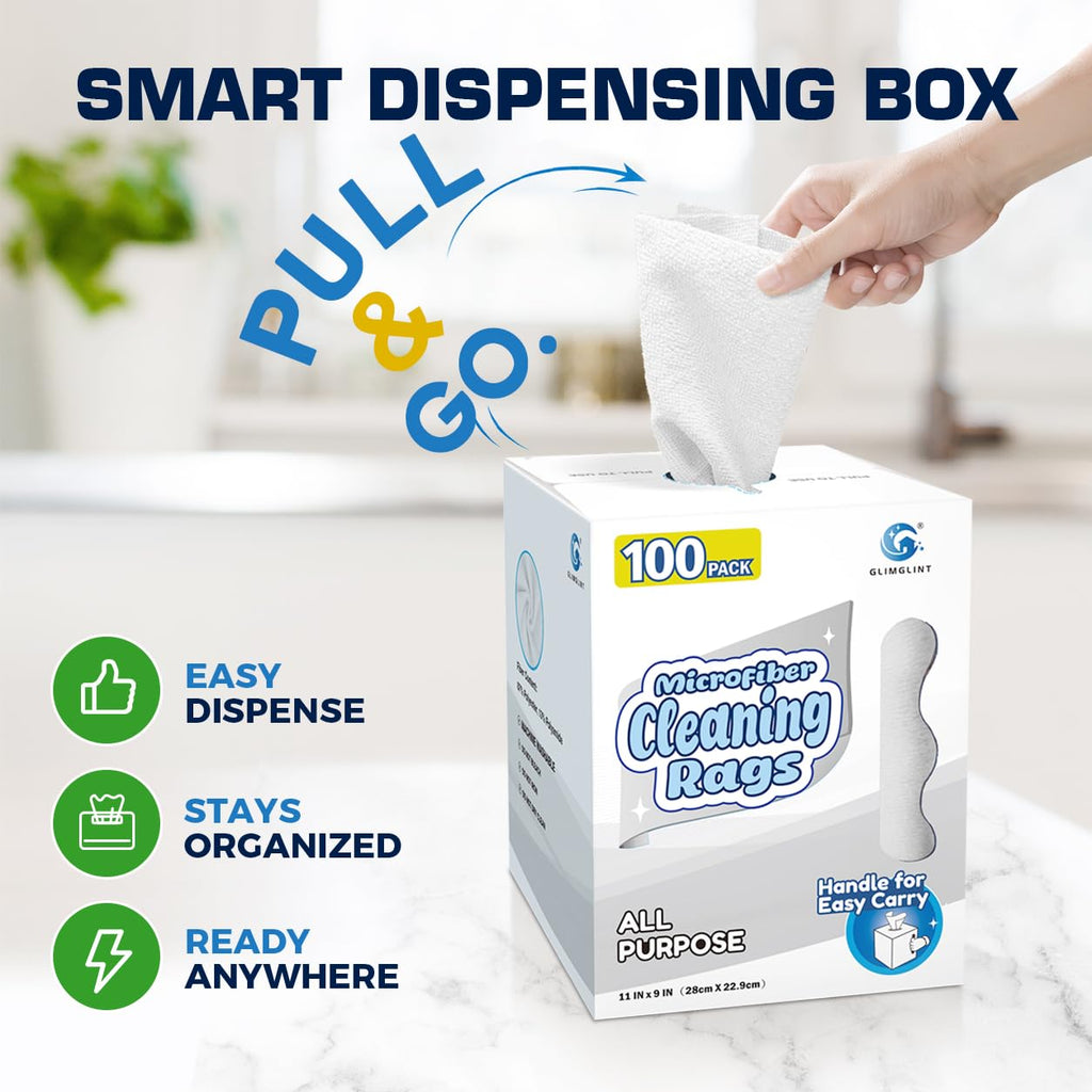 Microfiber Cleaning Cloth 100 Pack, Reusable Paper Towels 11 x 9