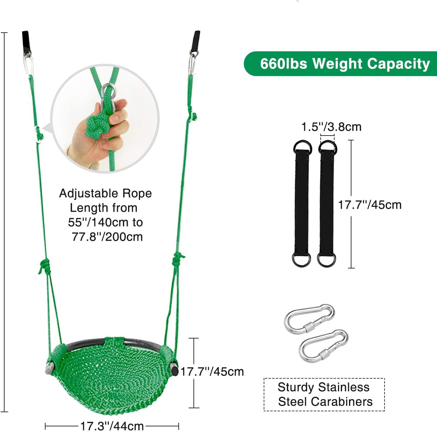 2 Pack Toddler Swing, Swing Seat for Kids with Heavy Duty Adjustable Ropes, Hand-Knitting Secure Children Swing Set