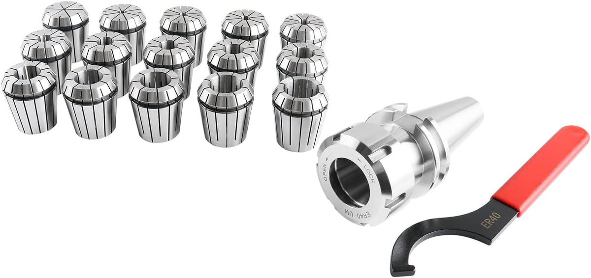 Accusize CAT40 ER40 Collet Chuck Set, 15 Pc, G6.3 12000 RPM