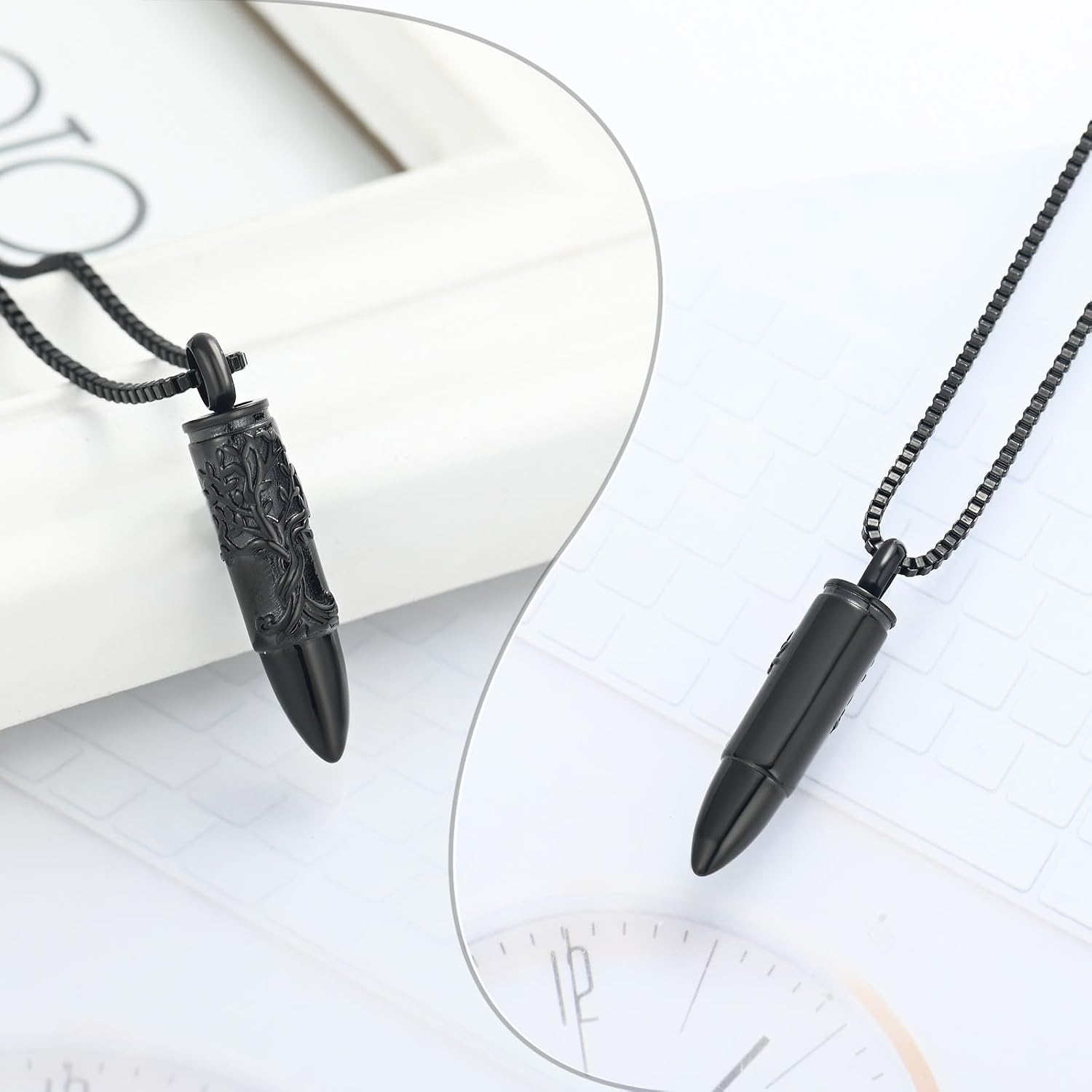 Bullet Cremation Ashes Jewelry Tree of Life Keepsake Urn Necklace for Ashes Stainless Steel Memorial Pendant for