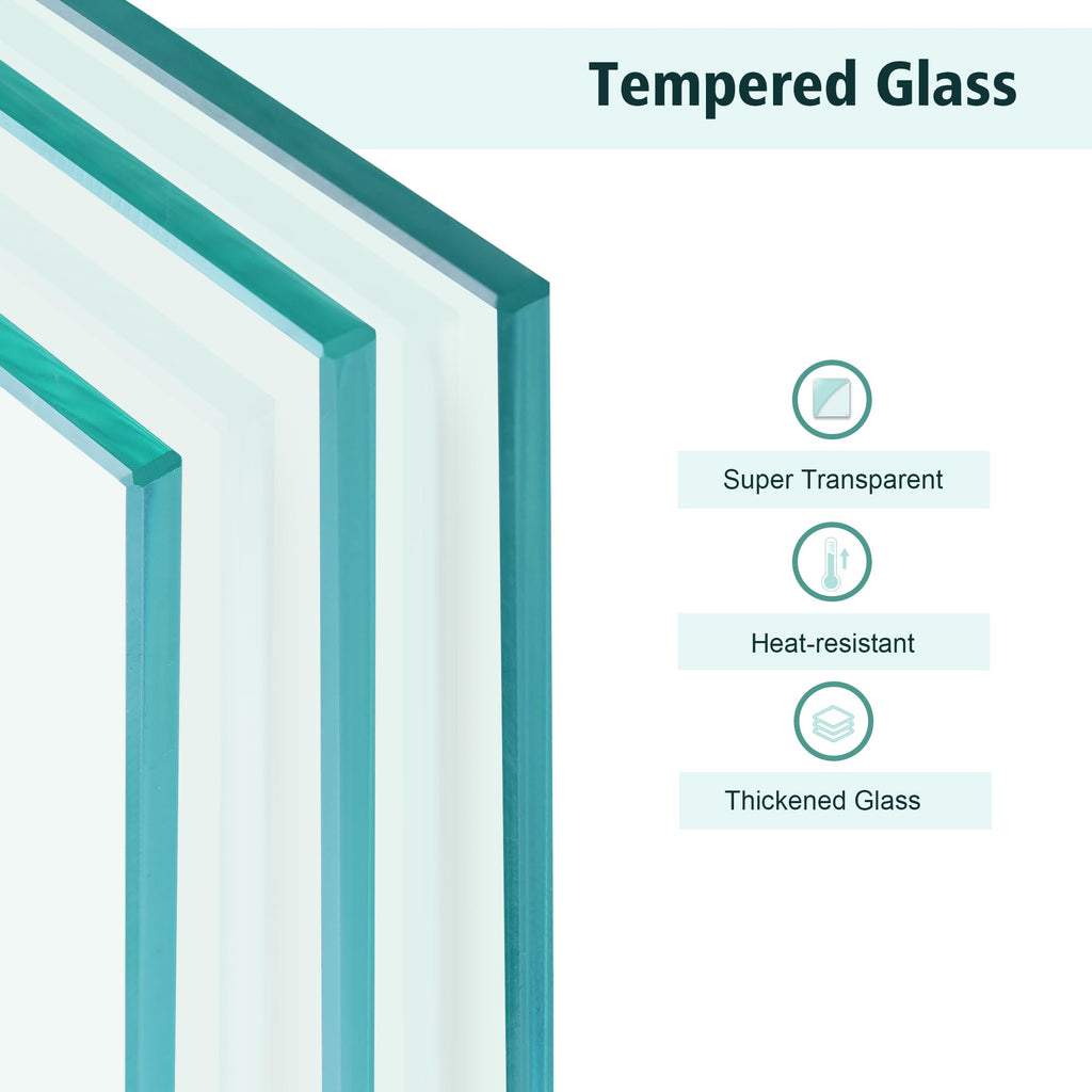 31x7x5.5 Fire Pit Glass Flame Wind Guard,Thick Tempered Glass Rectanglar FirePit Flame Shield with Aluminium