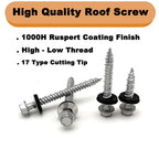 Hex Head Metal Roof Screws #10x1 Anti Rust Coating 100Pcs Includes Magnetic Bit