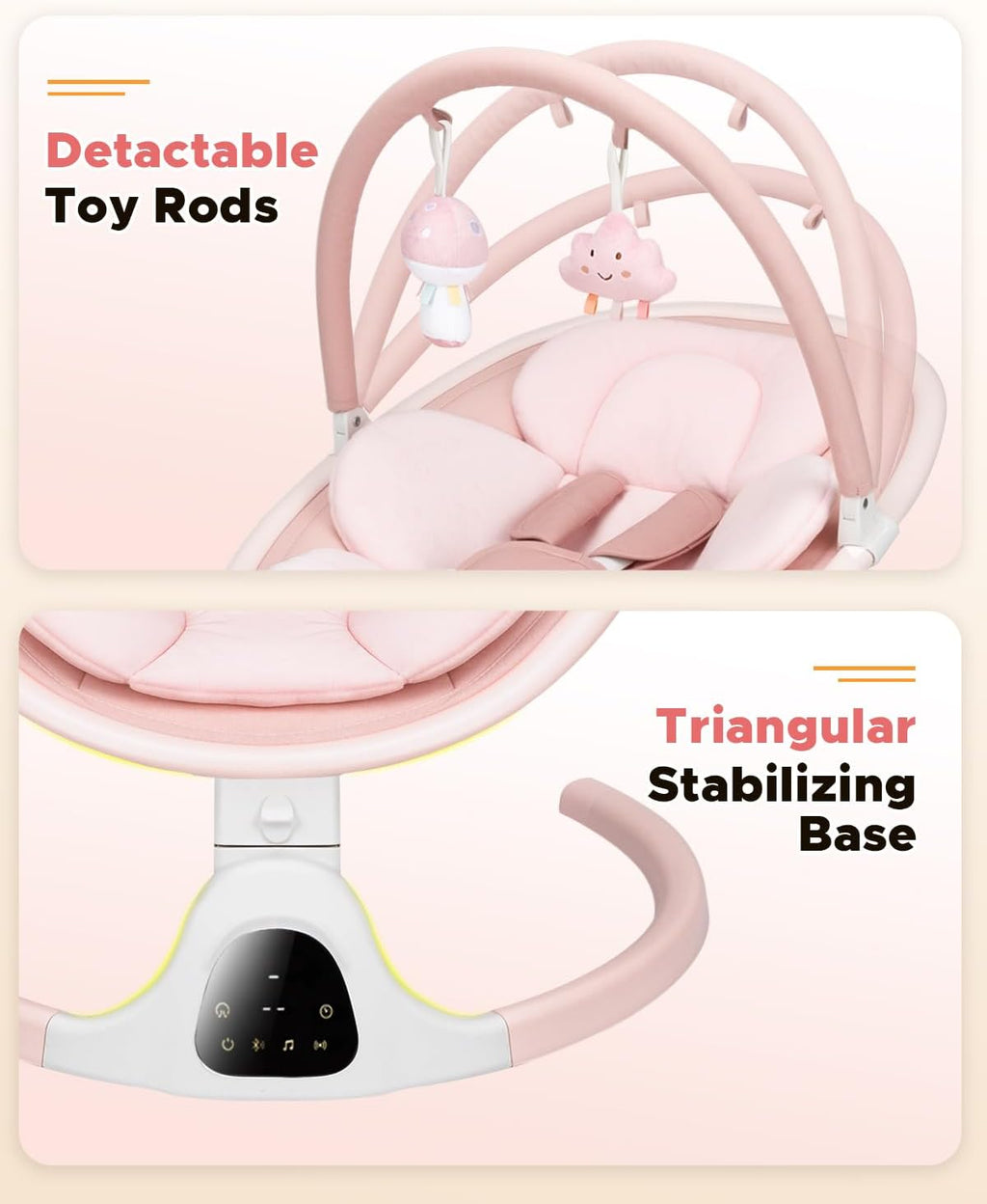 Baby Swing for Infants, Infant Swing with 5 Swing Speed | Built-in Soothe Melodies, 5-Point Harness, Electric Infant