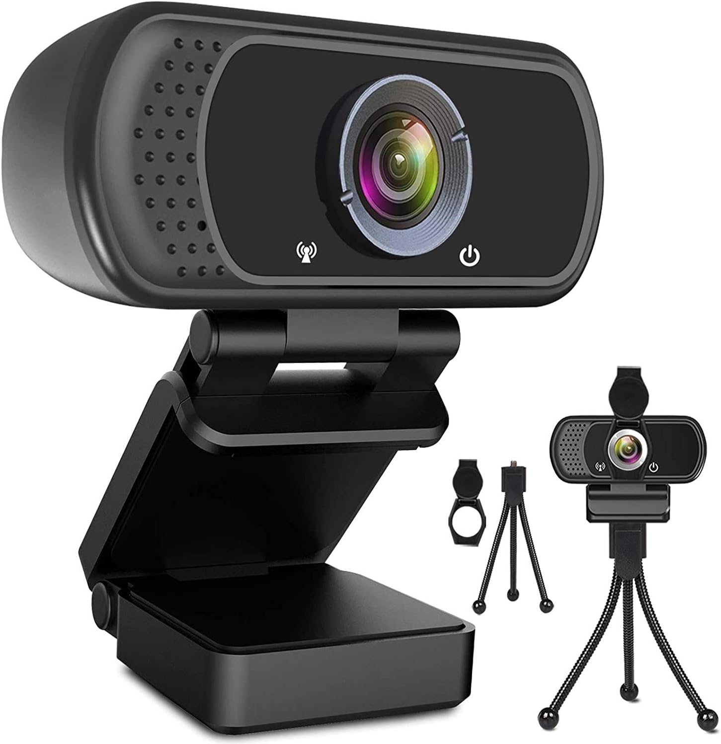 1080P Webcam with Microphone, HD Webcam Web Camera with Tripod Stand, Widescreen USB Computer Camera, Streaming Mic