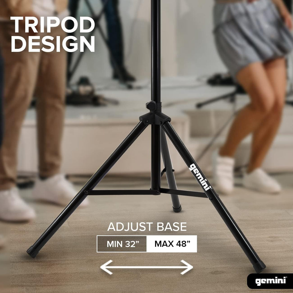 Sound DJ Speaker Stands, Set of 2, Steel Tripod, 200 lb (ST-Pack) | Fold-out telescoping tripods, adjustable up to 80
