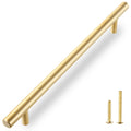 Solid Brass Appliance Pull, Brushed Gold Handle, 18" Hole Centers