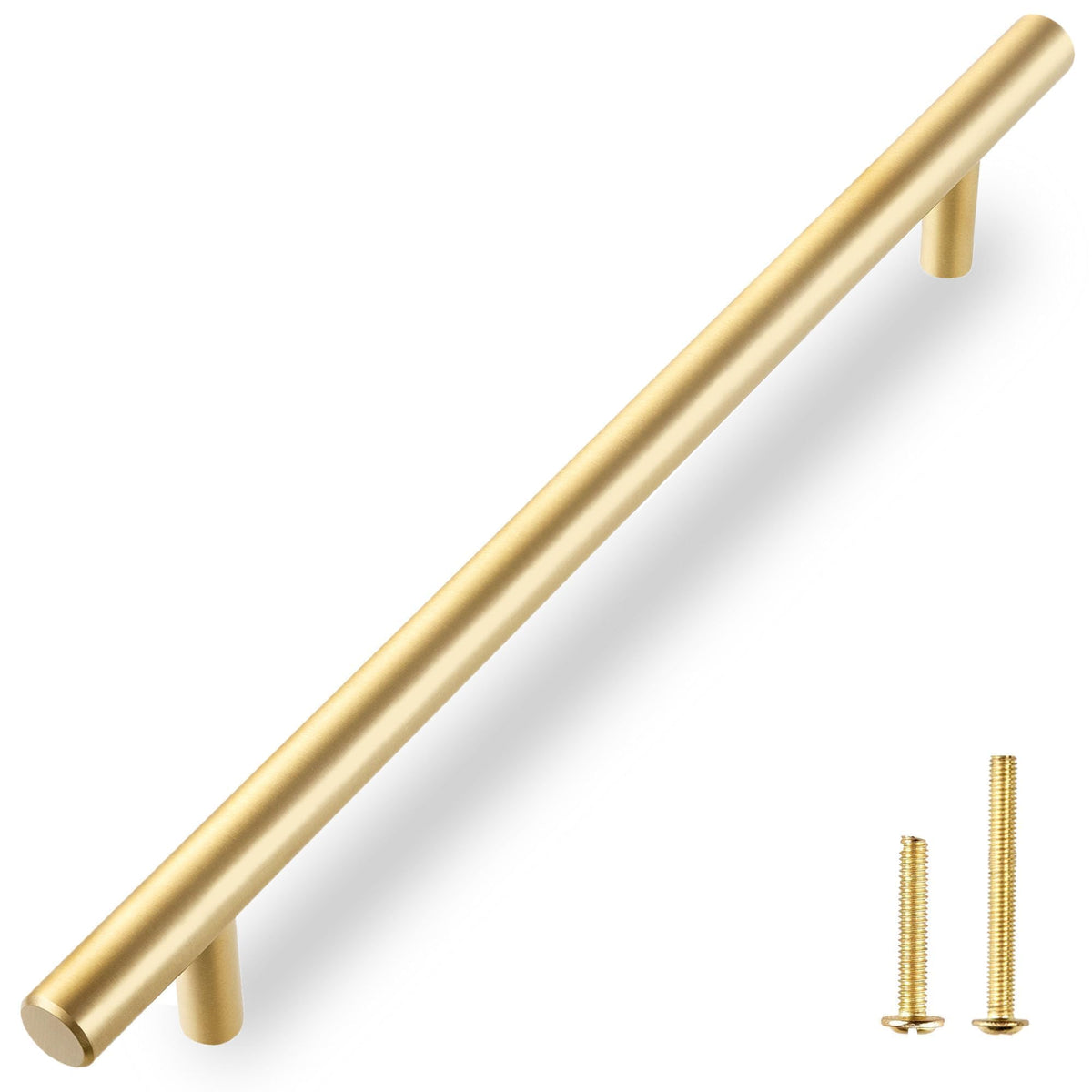 Solid Brass Appliance Pull, Brushed Gold Handle, 18" Hole Centers