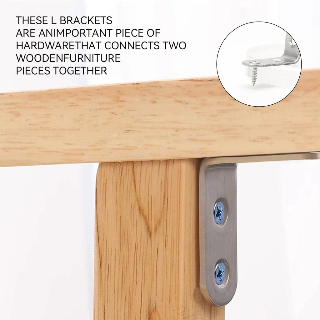 Stainless Steel Corner Brace, 20Pcs 90 Degree Right L-Shaped Metal Corner Connector Joint Plate, Cabinet, DIY